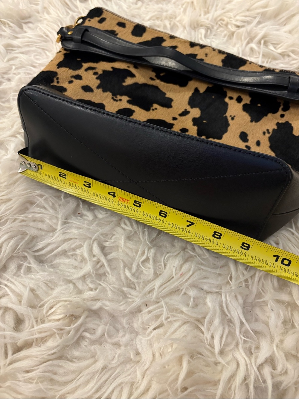 Ralph Lauren Small Hair Calf Bucket Bag Animal Print Purse Handbag Black Leather - Picture 12 of 16